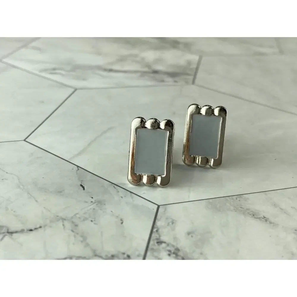 Men's Vintage 925 Sterling Silver Mother of Pearl Cufflinks